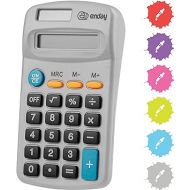 Calculator Grey, Basic Small Solar and Battery Operated, Large Display Four Function, Auto Powered Handheld Calculator School and Kids Available in Green, Red, Purple, Blue, Pink, 1 PK - by Enday