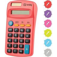 Calculator Red, Basic Small Solar and Battery Operated, Large Display Four Function, Auto Powered Handheld Calculator School and Kids Available in Green, Blue, Purple, Grey, Pink, 1 PK - by Enday