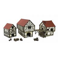 EnderToys War World Gaming Medieval Town Cottage, Townhouse & Barn Set (Painted / unpainted) & Resin Accessories  28mm/Heroic Fantasy Wargaming Terrain