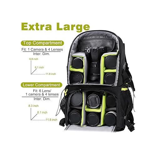  Endurax Camera Backpack Large DSLR/SLR Mirrorless Photography Camera Bag Extra Large Travel Hiking with 15.6 Laptop Compartment Waterproof Rain Cover