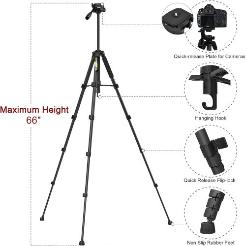  Endurax 66 Video Camera Tripod Stand Compatible with Nikon Canon, DSLR Cameras