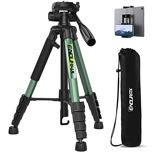  Endurax 66 Video Camera Tripod Compatible with Nikon Canon, Tall Tripods for All Digital Cameras with Universal Phone Mount and Carry Bag