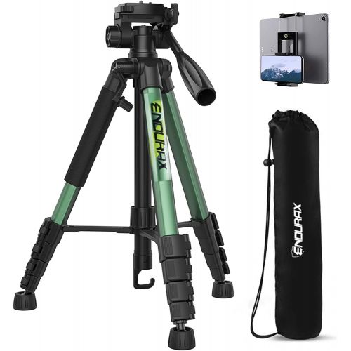  Endurax 66 Video Camera Tripod Compatible with Nikon Canon, Tall Tripods for All Digital Cameras with Universal Phone Mount and Carry Bag