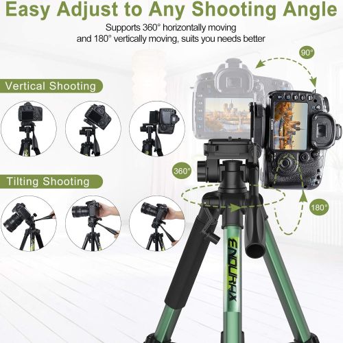  Endurax 66 Video Camera Tripod Compatible with Nikon Canon, Tall Tripods for All Digital Cameras with Universal Phone Mount and Carry Bag