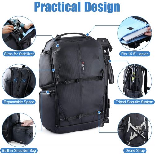  Endurax Camera Backpack Bags for Photographers, Waterproof DSLR Backpack with Laptop Compartment & Tripod Holder