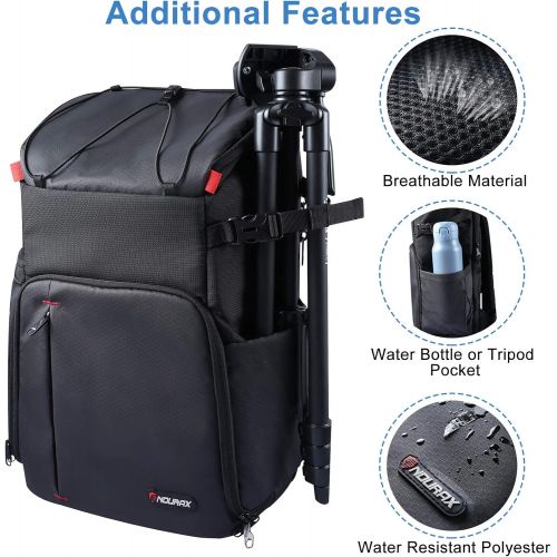  Endurax Camera Backpack, Waterproof Cameras Bag Drone Backpacks for Photographers, 2 DSLR Camera Bags Compatible with Canon Nikon with 15.6 Laptop Compartment