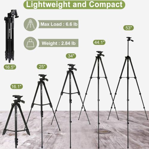  Endurax 53 Camera Tripod Lightweight Compatible with Nikon Canon, DSLR Cameras, iPhone, iPad, with Universal Tablet & Cellphones Mount and Wireless Remote Shutter