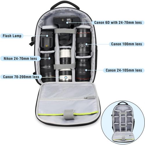  Endurax Large Camera Backpack Waterproof Compatible with Canon Nikon Photographers Camera Bag for DSLR with Hardshell Protection