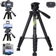 [아마존베스트]Endurax 67 Video Camera Tripod for Canon Nikon Lightweight Aluminum Travel DSLR Camera Stand with Universal Phone Mount and Carry Bag