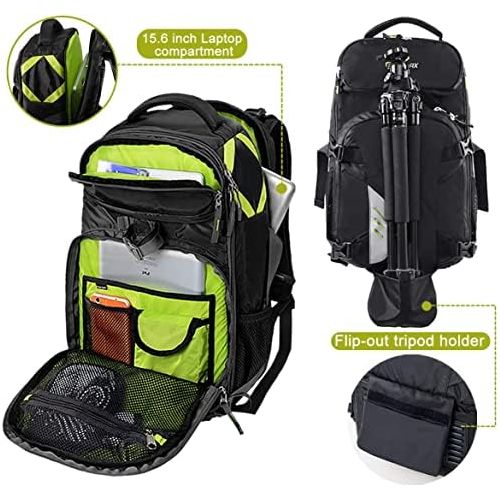  Endurax Camera Laptop Backpack for Outdoor Travel Hiking Fit 2 DSLR / SLR 4-6 Lenses Women and Man