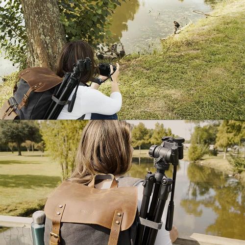  Endurax Leather Camera Backpack for Photographers, DSLR Backpack Bag with Laptop Compartment & Tripod Holder, Waterproof Canvas