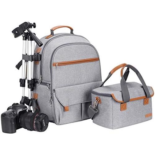  Endurax Waterproof Camera Backpack for Women and Men Fits 15.6 Laptop with Build-in DSLR Shoulder Photographer Bag (Gray)