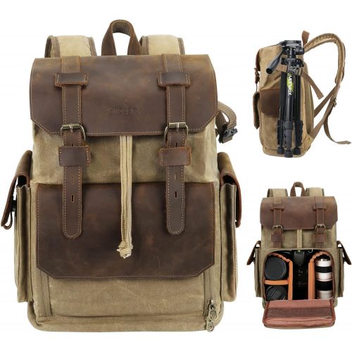  Endurax Leather Camera Backpack Bag for Photographers Waterproof DSLR Backpacks