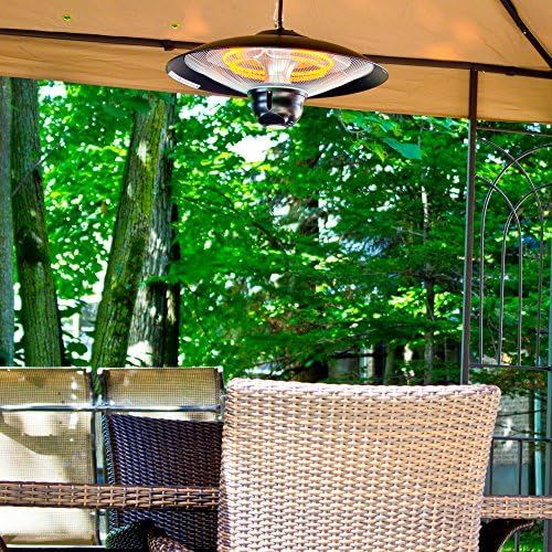  Ener-G+ Indoor/Outdoor Ceiling Electric Patio Heater with LED Light and Remote Control, Black