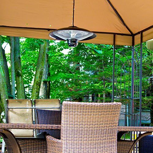  Ener-G+ Indoor/Outdoor Ceiling Electric Patio Heater with LED Light and Remote Control, Black