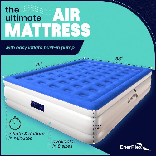  EnerPlex Twin Air Mattress for Camping, Home & Travel - 13 Inch Double Height Inflatable Bed with Built-in Dual Pump - Durable, Adjustable Blow Up Mattress - Easy to Inflate/Quick