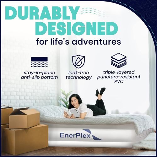  EnerPlex Twin Air Mattress for Camping, Home & Travel - 13 Inch Double Height Inflatable Bed with Built-in Dual Pump - Durable, Adjustable Blow Up Mattress - Easy to Inflate/Quick