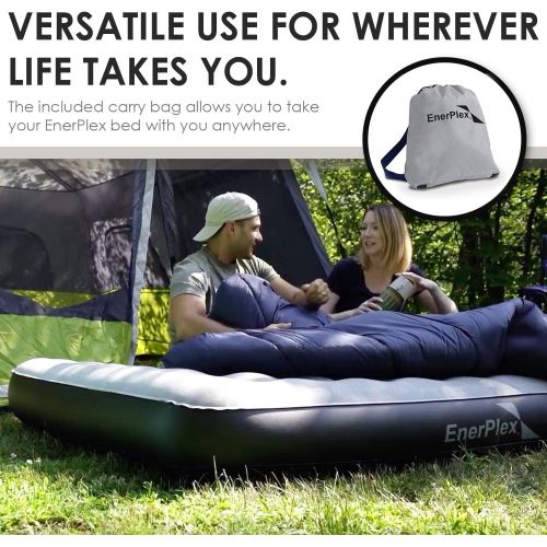  EnerPlex Never-Leak Camping Series Twin/Queen Camping Airbed with High Speed Pump Air Mattress Single High Inflatable Blow Up Bed for Home Camping Travel