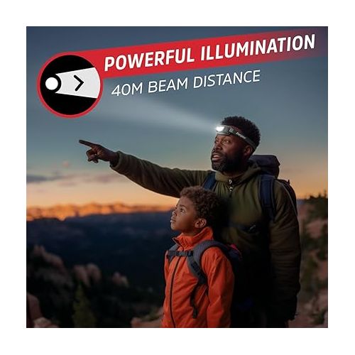  Energizer Universal+ LED Headlamp, Durable IPX4 Water Resistant Head Light, Bright Headlamps for Running, Camping, Outdoor, Storm Power Outage (Batteries Included)