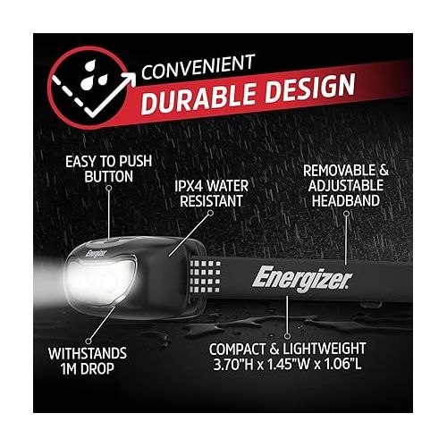  Energizer Universal Plus LED Headlamp, Lightweight Bright Headlamp for Outdoors, Camping and Emergency Light for Adults and Kids, includes Batteries, Pack of 2