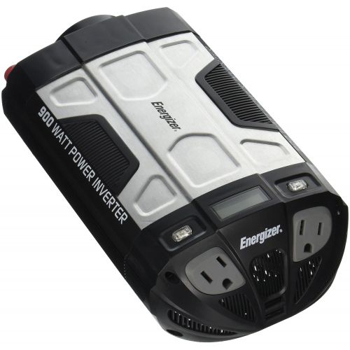  Energizer ENERGIZER 900 Watt Power Inverter converts 12V DC from cars battery to 120 Volt AC with 2 USB ports 2.1A shared compatible with iPad iPhone