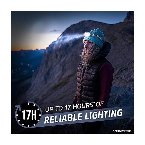  Energizer Headlamp Smart LED with Voice Activation, Ultra Bright 500+ Lumens, IPX4 Water Resistant Head Light for Camping, Home, Emergency Power Outage (Batteries Included)