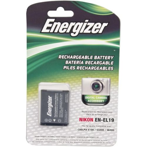  Energizer ENB-NEL19 Digital Replacement Battery EN-EL19 for Nikon S100, S3100, 3200, 3300, 4100, 4200, 4300, 5200, 6400, and 6500 (Black)