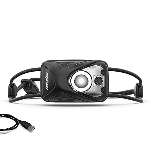  Energizer LED Rechargeable Headlamp, 5 Light Modes, Bright Reflective Mini Head Light for Outdoors, Camping and Mechanic Work Light, USB Cable Included, Black