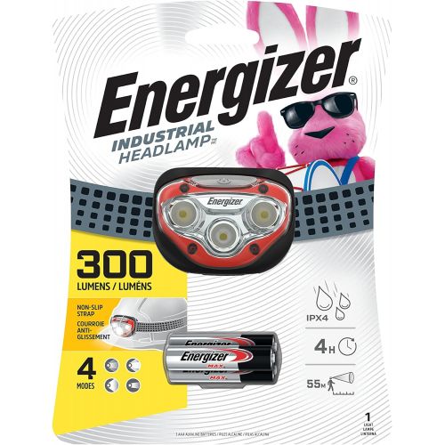  Energizer Industrial Headlamp, Water Resistant Bright LED Headlamp for Hard Hat, Durable Work Light, Batteries Included, Pack of 1