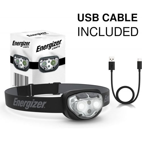  Energizer LED Rechargeable Headlamp S400, Ultra Bright Head Lamp, Durable IPX4 Water Resistant, Adjustable and Comfortable Headlamp Flashlights for Adults (USB Cable Included)