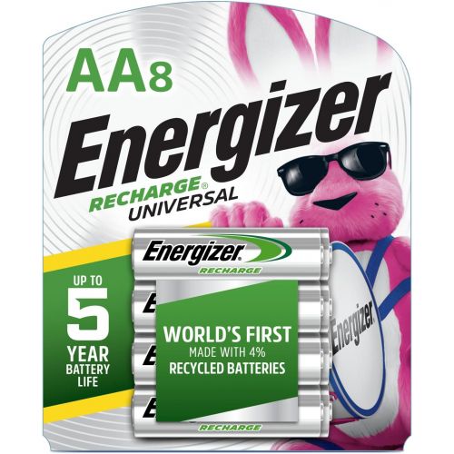  Energizer Rechargeable AA Batteries, 2,000 mAh NiMH, Pre-charged, Chargeable for 1,000 Cycles, 8 Count (Recharge Universal)