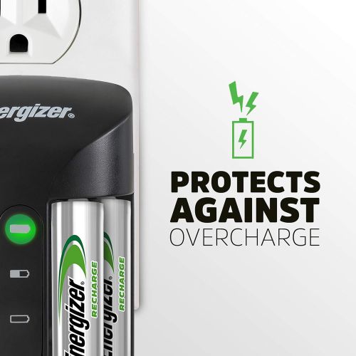  Energizer Rechargeable AA and AAA Battery Charger (Recharge Pro) with 4 AA NiMH Rechargeable Batteries, Auto-Safety Feature, Over-charge Protection