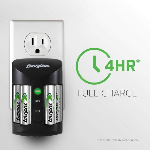  Energizer Rechargeable AA and AAA Battery Charger (Recharge Pro) with 4 AA NiMH Rechargeable Batteries, Auto-Safety Feature, Over-charge Protection