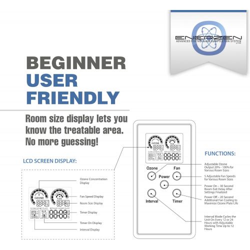  Enerzen O-922D - Digital Ozone Generator - O3 Air Purifier Ionizer Deodorizer Sterilizer with Adjustable Settings for Any Room Size