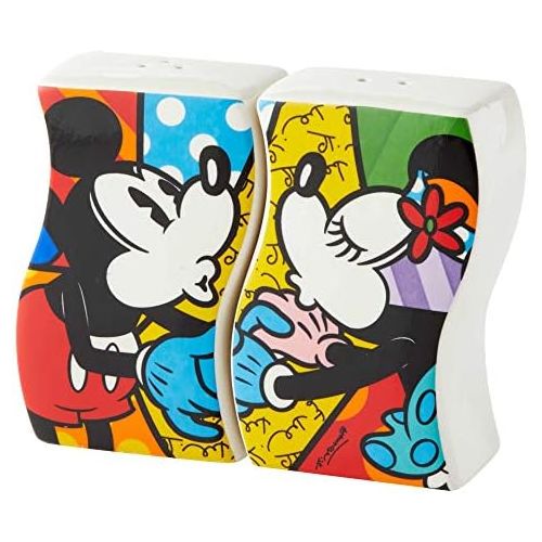  Enesco Disney by Britto Mickey and Minnie Mouse Kissing Salt and Pepper Shakers, 3 Inch