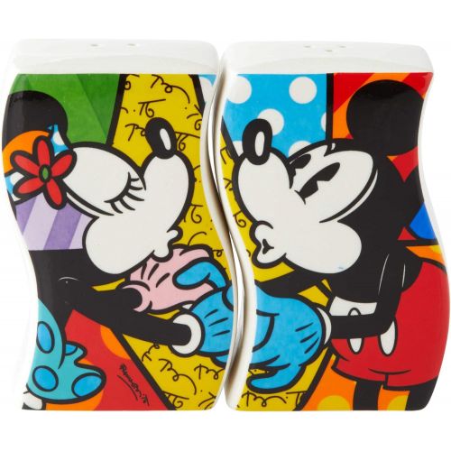  Enesco Disney by Britto Mickey and Minnie Mouse Kissing Salt and Pepper Shakers, 3 Inch