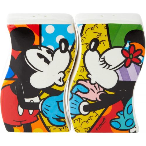  Enesco Disney by Britto Mickey and Minnie Mouse Kissing Salt and Pepper Shakers, 3 Inch