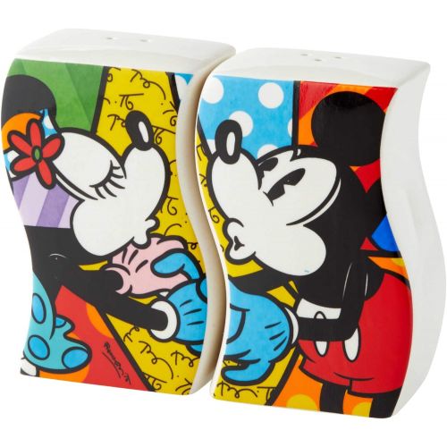  Enesco Disney by Britto Mickey and Minnie Mouse Kissing Salt and Pepper Shakers, 3 Inch