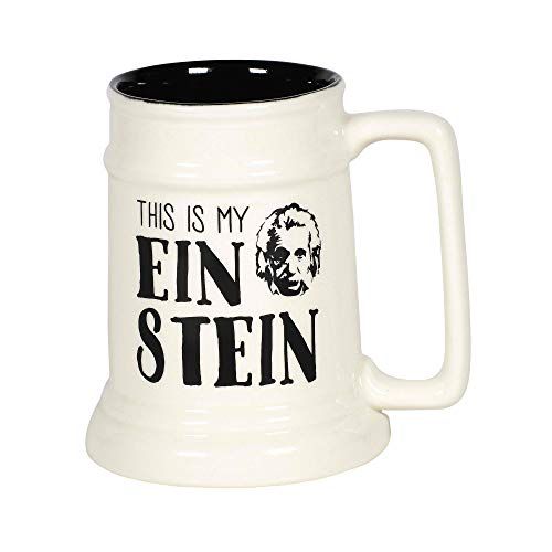  [아마존베스트]Enesco Our Name is Mud Albert Einstein History Beer Stein, 16 Fl. Oz, Black and White