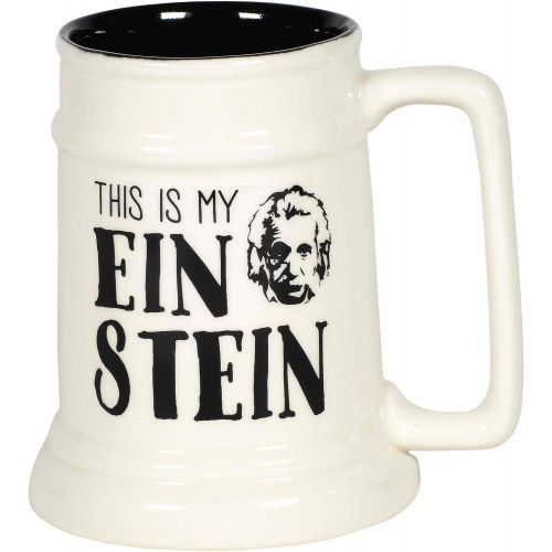  [아마존베스트]Enesco Our Name is Mud Albert Einstein History Beer Stein, 16 Fl. Oz, Black and White