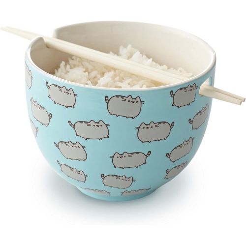  [아마존베스트]Enesco Pusheen by Our Name is Mud “Rice Bowl with Chopsticks” Stoneware Bowl