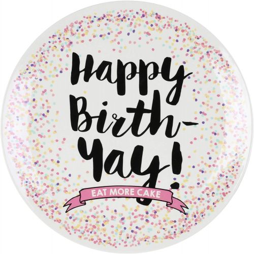  [아마존베스트]Enesco Our Name is Mud Happy Birthday Autograph Cake Plate, 11.5, Multicolor