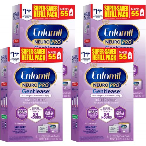  [아마존베스트]Enfamil NeuroPro Gentlease Baby Formula Gentle Milk Powder Refill, 30.4 ounce (Pack of 4) - MFGM, Omega 3 DHA, Probiotics, Iron & Immune Support