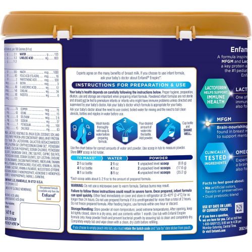  [아마존베스트]Enfamil Enspire Baby Formula Milk Powder, 20.5 Ounce, Omega 3 DHA, Probiotics, Immune & Brain Support