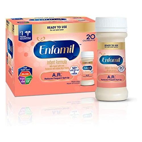  [아마존베스트]Enfamil A.R. Ready to Feed Spit Up Baby Formula Milk, 2 fluid ounce Nursette (48 count) - Omega 3 DHA, Probiotics, Immune & Brain Support