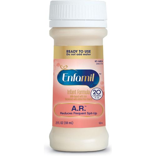  [아마존베스트]Enfamil A.R. Ready to Feed Spit Up Baby Formula Milk, 2 fluid ounce Nursette (48 count) - Omega 3 DHA, Probiotics, Immune & Brain Support