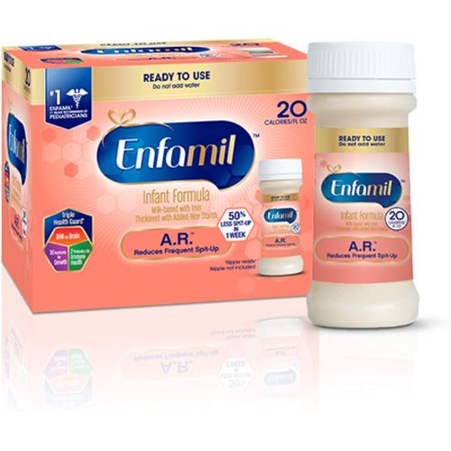  [아마존베스트]Enfamil A.R. Ready to Feed Spit Up Baby Formula Milk, 2 fluid ounce Nursette (48 count) - Omega 3 DHA, Probiotics, Immune & Brain Support