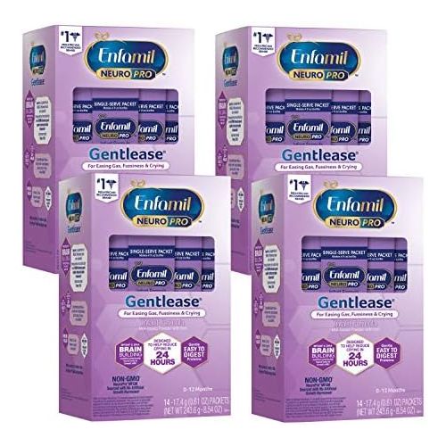  [아마존베스트]Enfamil NeuroPro Gentlease Baby Formula Gentle Milk Powder, MFGM, Omega 3 DHA, Probiotics, Iron & Immune Support, 14 Count per pack, 8.54 Ounce, Pack of 4