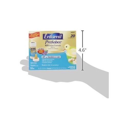  [아마존베스트]Enfamil ProSobee Soy Sensitive Tummy Baby Formula Dairy-Free Lactose-Free Milk-Free Plant Protein Ready to Use 2 fl. oz. bottles Nursette (48 bottles) Omega 3 DHA & Iron, Immune &