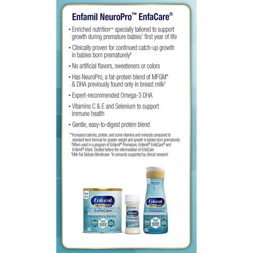  [아마존베스트]Enfamil NeuroPro EnfaCare Ready to Feed Premature Baby Formula Milk Nursette, 2 fl. oz. Bottles (48 Bottles) Iron, MFGM, Omega 3 DHA, Probiotics, Immune Support & Brain Development